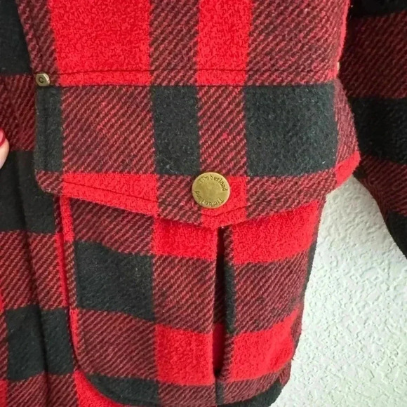 Timberland Shacket Jacket Womens Red Black Buffalo Plaid - Picture 7 of 10